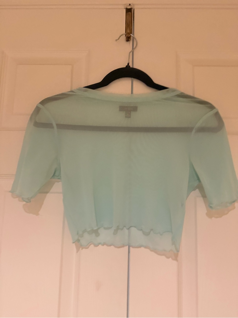 AFRM Mint Sheer Short-Sleeve Cropped Top